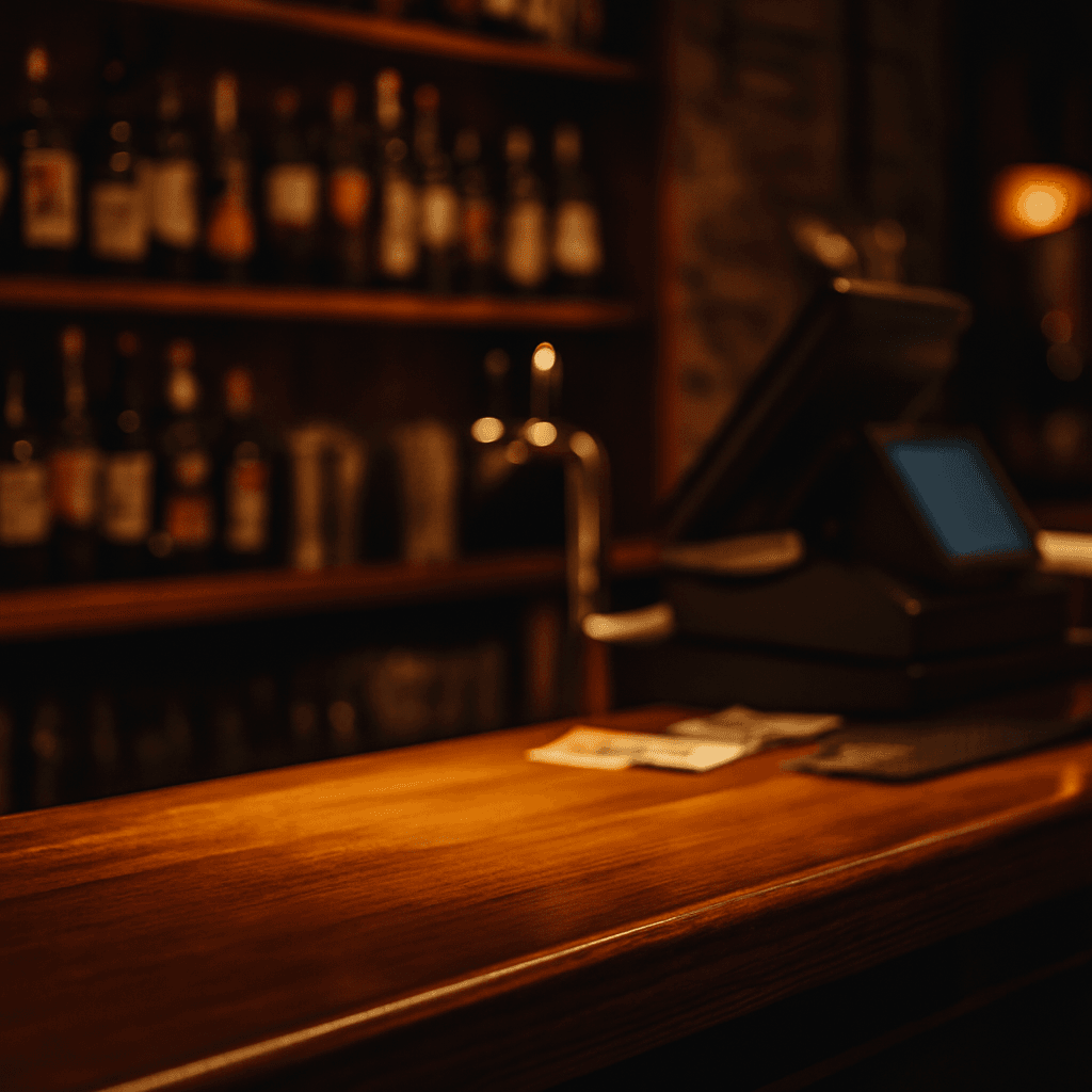 Cash register at bar