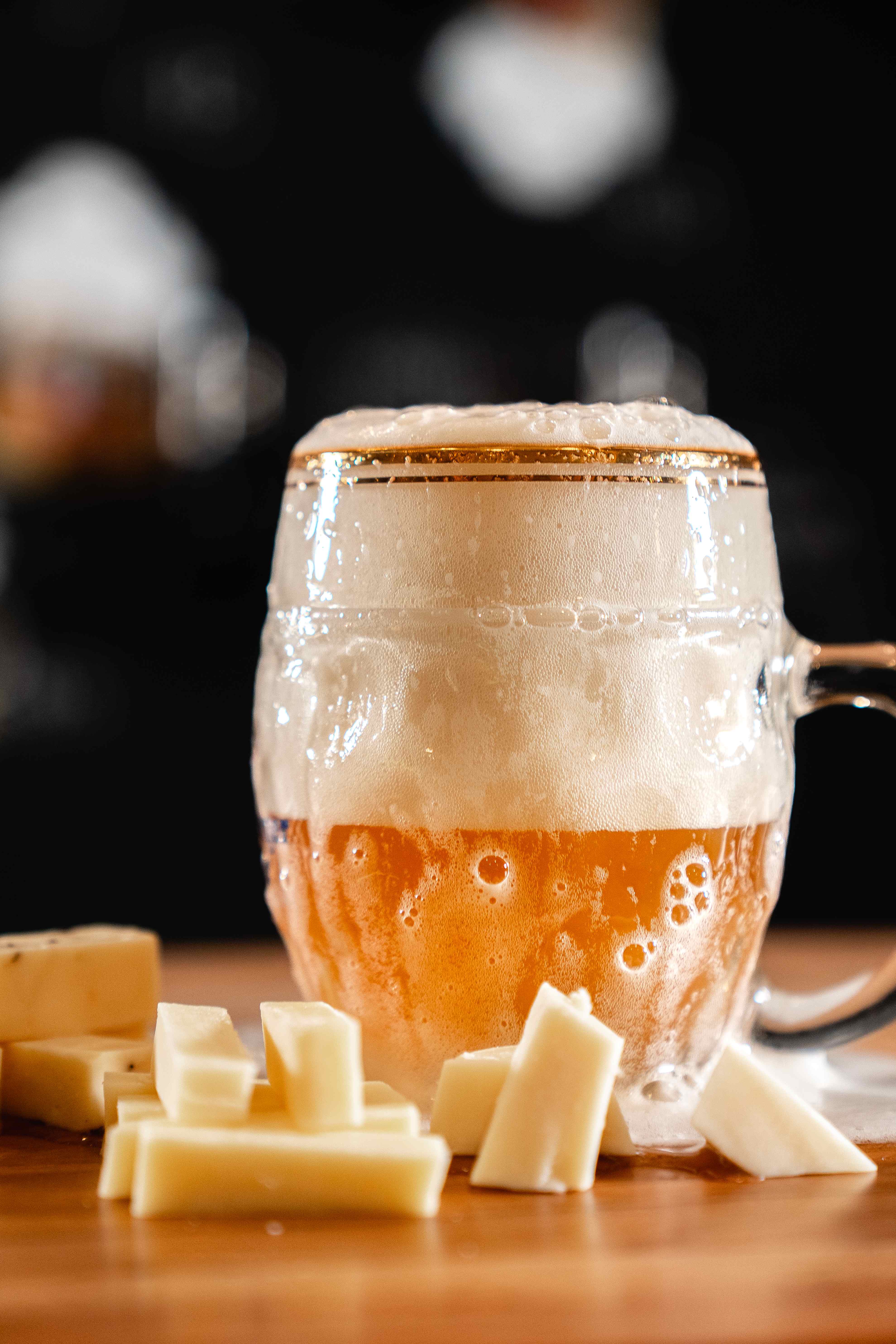 Fresh Draft Beer with Cheese